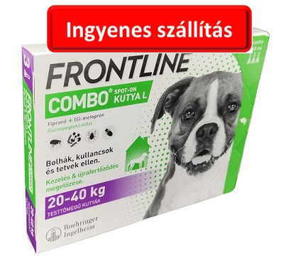 3db-tól : Frontline combo kutya L 20-40kg.  3db ampulla ,  Termék szavatosság : 2025.03.30