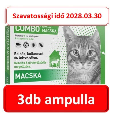 Frontline Combo macska  3db ampulla. Szavatossági idő : 2028.03.30