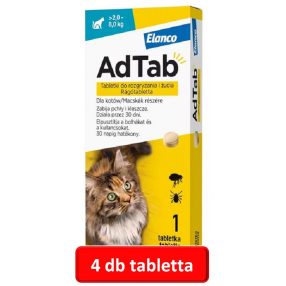   4db :  AdTab rágótabletta macskáknak 1db tabletta , ( 2-8kg. cicáknak )