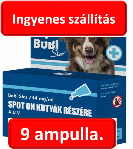 Bobi Star 9ampulla spot-on , kullancsok és bolhák ellen (EX-spot-al megegyező hatóanyag ) , macskákra tilos alkalmazni