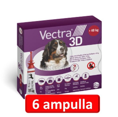 2 doboz : Vectra 3D XS Spot-On - 3db ampulla 40 kg feletti kutyáknak 