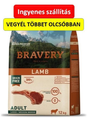 Bravery Dog Adult Medium/Large Grain Free Lamb 12kg , Ingyenes szállítással