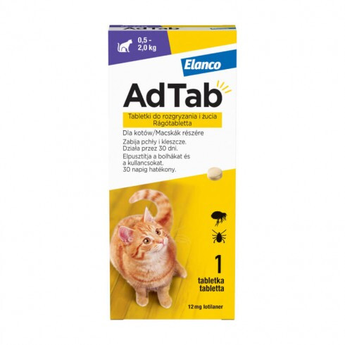 4db-tól : AdTab rágótabletta macskáknak 1db , ( 0,5-2kg. cicáknak )