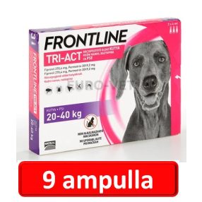   3 doboz : Frontline Tri-Act rácsepegtető oldat 20-40 kg-os kutyáknak (3 ampulla ) ( macskákra nem rakható )