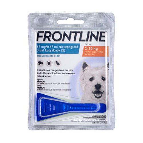 Rövidebb szavatosság : Frontline spot-on 2-10kg. kutyáknak kullancs és bolha ellen .Szavatossági idő : 2024.10.30 , Fypryst (alap) helyettesitő