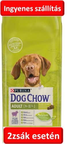 2zsák esetén : DOG CHOW Adult Báránnyal száraz kutyaeledel 14kg