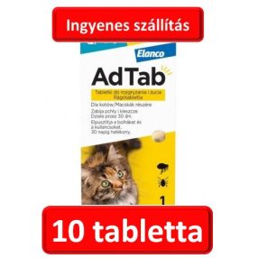   AdTab rágótabletta macskáknak 10db , ( 2-8kg. cicáknak ) , Termék szavatosság : 2026.12.31