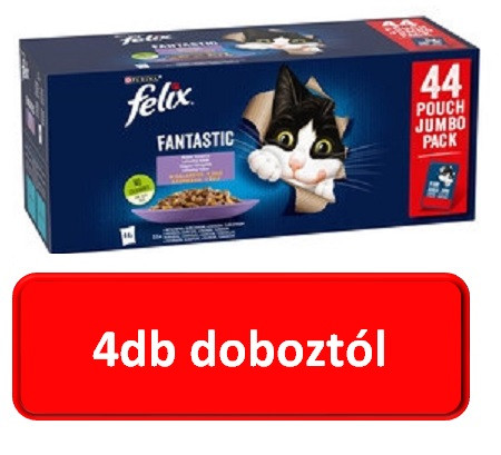4doboztól : FELIX FANTASTIC Házias válogatás nedves macskaeledel 44x85g , Maximum 4db kérhető