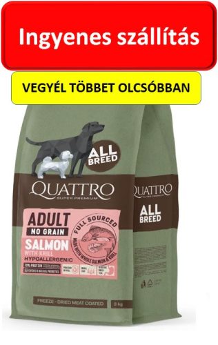 QUATTRO grain-free SALMON AND KRILL adult kutyatáp 12 kg