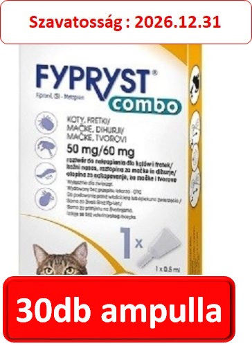 30db-os : Fypryst Combo Spot-On macskák és vadászgörények számára külső élősködők ellen (0,5 ml) ,  ( Fipromax helyett )