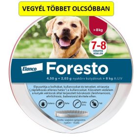   Foresto bolha és kullancs elleni nyakörv 8kg. felett  70 cm-es ( Kutya részére ) Termék szavatosság : 2028.01.28