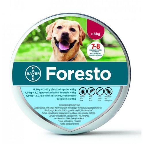 Foresto bolha és kullancs elleni nyakörv 8kg. felett  70 cm-es ( Kutya részére ) Termék szavatosság : 2027.03.30