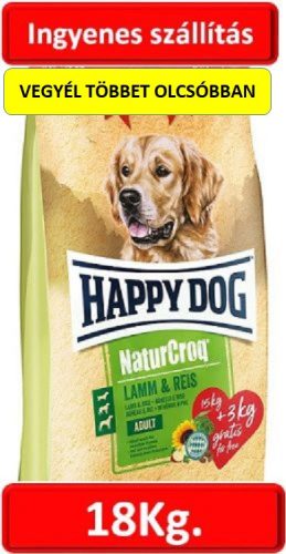 Happy Dog NaturCroq Adult Lamm & Reis 15+3=18kg ,Maximum 2db vehető