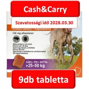   3doboz: FRONTPRO® rágótabletta kutyáknak (>25–50 kg) 136 mg; 3db tabletta , Termék szavatosság : 2028.03.30