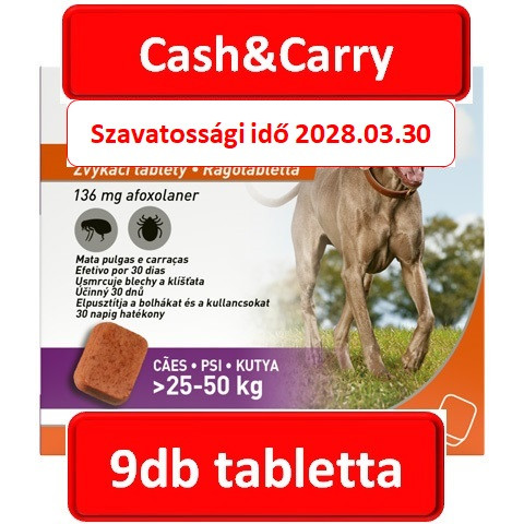 3doboz: FRONTPRO® rágótabletta kutyáknak (>25–50 kg) 136 mg; 3db tabletta , Termék szavatosság : 2028.03.30