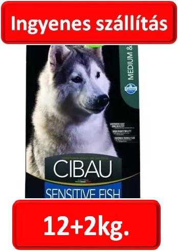 2db esetén : CIBAU SENSITIVE FISH MEDIUM/MAXI 12+2KG