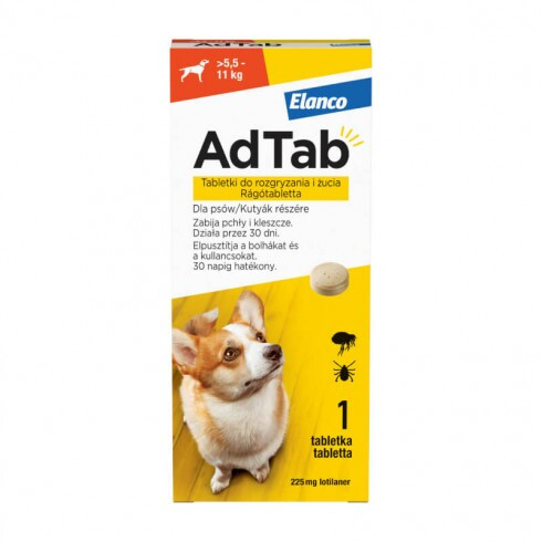AdTab rágótabletta közepes testű kutyáknak (>5,5-11kg) 225mg , 1db tabletta