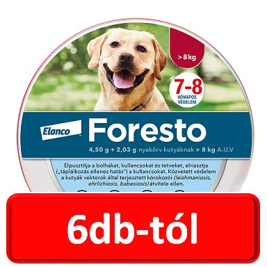 6db-tól : Foresto nyakörv 8kg. felett  70 cm-es ( Kutya részére ) Termék szavatosság : 2028.01.28