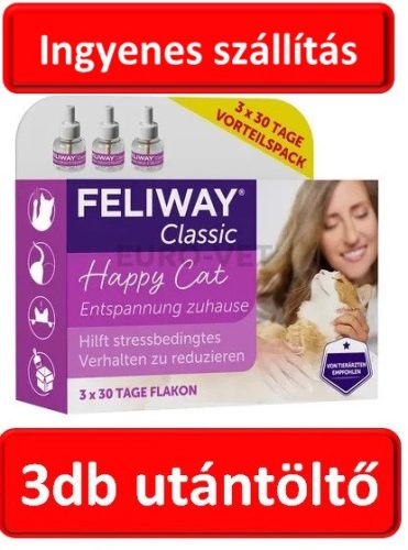 Nagy csomag : Feliway Classic utántöltő 3x48 ml, ( utántöltő , elektromos készüléket nem tartalmaz )