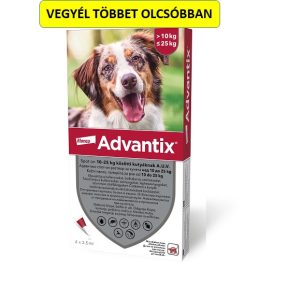   Advantix spot-on kutyákra (10-25kg ) , 4db pipetta , illusztrációs fotó , macskákra tilos rakni .