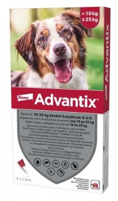 Advantix spot-on kutyákra (10-25kg ) , 4db pipetta 