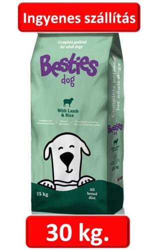 Besties Dog bárány rizzsel száraz kutyatáp 2db*15kg=30kg.  ( Szerintünk közepes minőség )
