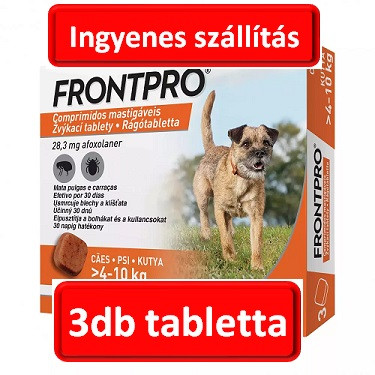 2doboztól : FRONTPRO® rágótabletta kutyáknak (>4–10 kg) 28,3 mg; 3db tabletta , A fotó illusztráció