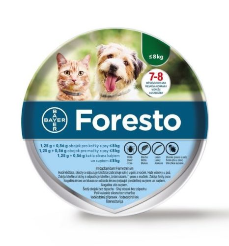 Foresto bolha és kullancs elleni nyakörv 8kg. alatt 38 cm  ( Kutya és cica részére ) 