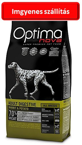 Visán Optimanova Dog Adult Digestive Rabbit & Potato kutyatáp 12kg ,  Ingyenes szállítás 