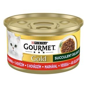 GOURMET GOLD Succulent Delights Marhával nedves macskaeledel 85g 