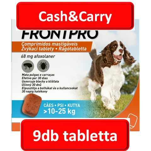 3doboz : FRONTPRO® rágótabletta kutyáknak (>10–25 kg) 68 mg; 3db tabletta , Termék szavatosság : 2028.04.30