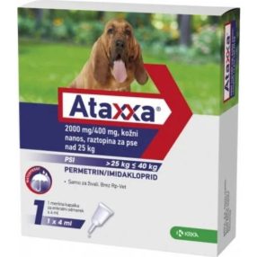   Ataxxa 2000mg/400mg rácsepegtető oldat kutyára  25-40kg 1db ampulla , ( Macskára tilos rakni )
