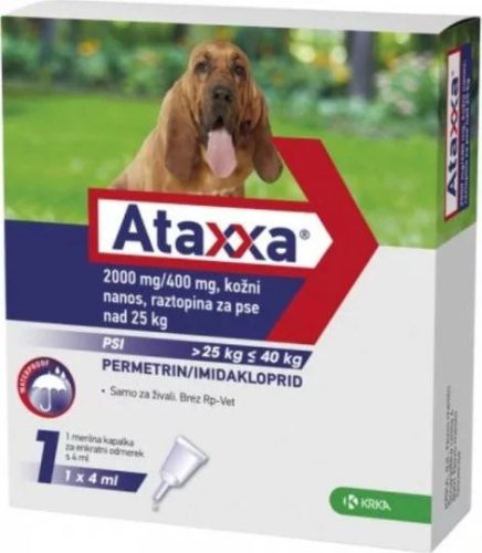 Ataxxa 2000mg/400mg rácsepegtető oldat kutyára  25-40kg 1db ampulla , ( Macskára tilos rakni )