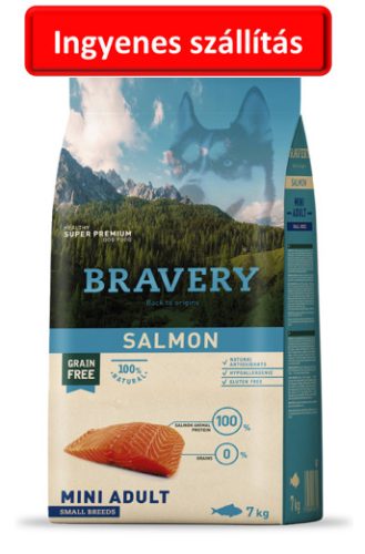 BRAVERY SALMON MINI ADULT SMALL BREEDS 7 KG KUTYATÁP