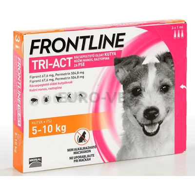 Frontline Tri-Act rácsepegtető oldat 5-10 kg-os kutyáknak (3 ampulla ) ( macskákra nem rakható )