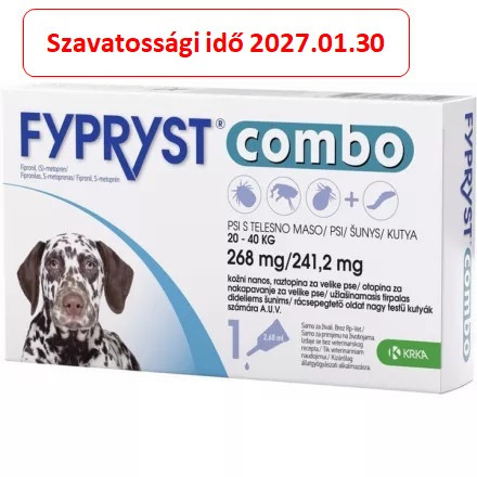 Fypryst Combo spot on kutyáknak L 20-40kg között (268mg) 1 ampulla , Termék szavatosság : 2027.01.30