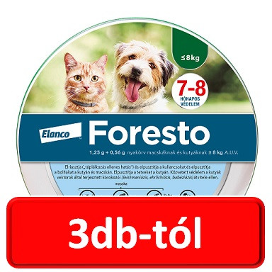 3db-tól : Foresto nyakörv 8kg. alatt  38 cm-es ( Kutya,macska részére ) Termék szavatosság : 2028.01.28