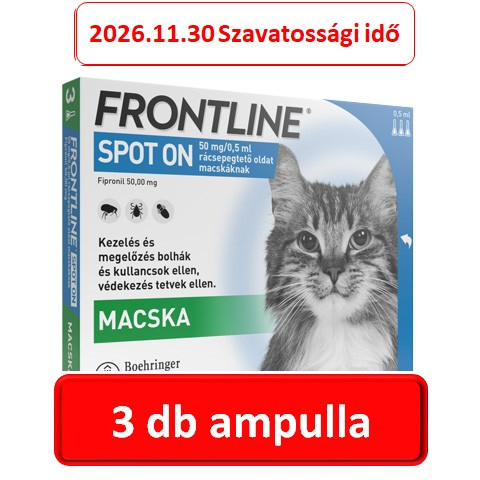 Frontline Spot-on 3db ampulla macskák részére   ( Ez nem a combo , hanem az alap tipus)