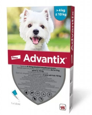 Advantix spot-on kutyákra (4-10kg ) , 4db pipetta 