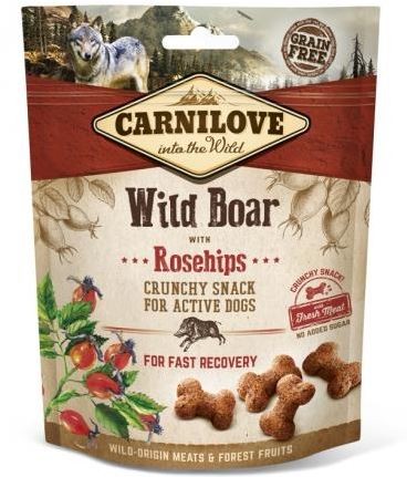 Carnilove Dog Crunchy Snack Wild Boar & Rosehips- Vaddisznó Hússal és Csipkebogyóval 200g