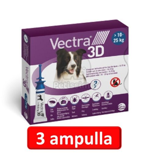 Vectra 3D XS Spot-On - 3db ampulla 10- 25 kg-os kutyáknak 