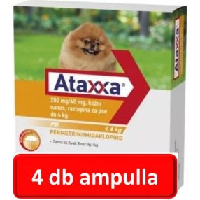   4db : Ataxxa 200mg/40mg rácsepegtető oldat kutyára 4kg-ig 1db ampulla ( Tilos macskára rakni )
