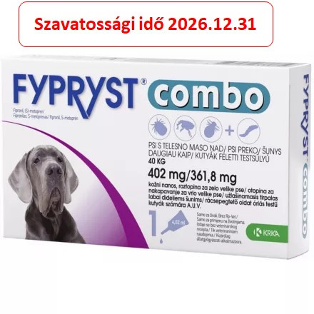 Fypryst Combo spot on kutyáknak XL 40kg fölött (4,02mg) 1 ampulla , Termék szavatosság : 2026.12.31
