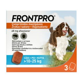    FRONTPRO® rágótabletta kutyáknak (>10–25 kg) 68 mg; 3db tabletta , Termék szavatosság : 2028.04.30