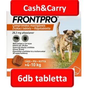   2doboz : FRONTPRO® rágótabletta kutyáknak (>4–10 kg) 28,3 mg; 3db tabletta , Termékszavatosság : 2028.03.30