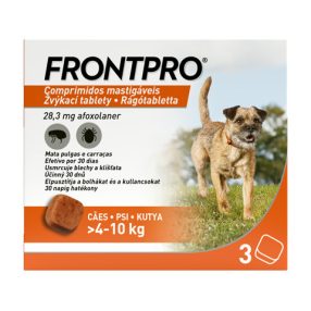    FRONTPRO® rágótabletta kutyáknak (>4–10 kg) 28,3 mg; 3db tabletta , Termékszavatosság : 2028.03.30