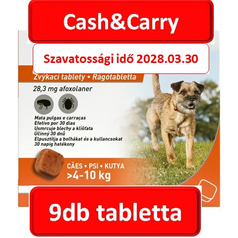 3doboz : FRONTPRO® rágótabletta kutyáknak (>4–10 kg) 28,3 mg; 3db tabletta , Termékszavatosság : 2028.03.30