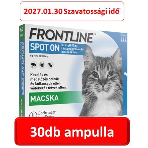 10 doboz : Frontline Spot-on 3db ampulla macskák részére   ( Ez nem a combo , hanem az alap tipus)