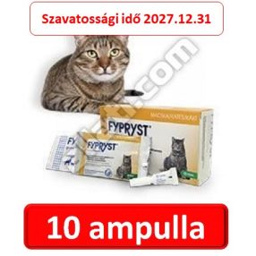  10db : Fypryst  0,5 ml macska 1 pipetta  Hatóanyag: Fipronil   , Termék szavatosság : 2027.12.31