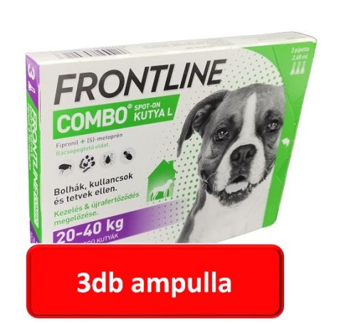 3csomagtól : Frontline combo kutya L 20-40kg.  3db ampulla 